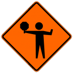 Flagger (Symbol) w/ Paddle Work Zone Sign