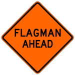 Flagman Ahead Work Zone Sign