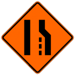 Merge Left (Symbol) W4-1, W4-5 Work Zone Warning Sign