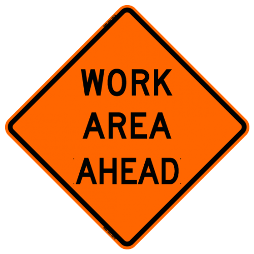 Work Area Ahead Work Zone Sign